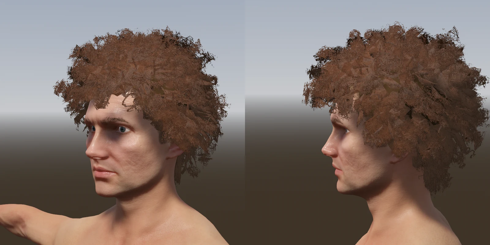 Cards along the hairs only